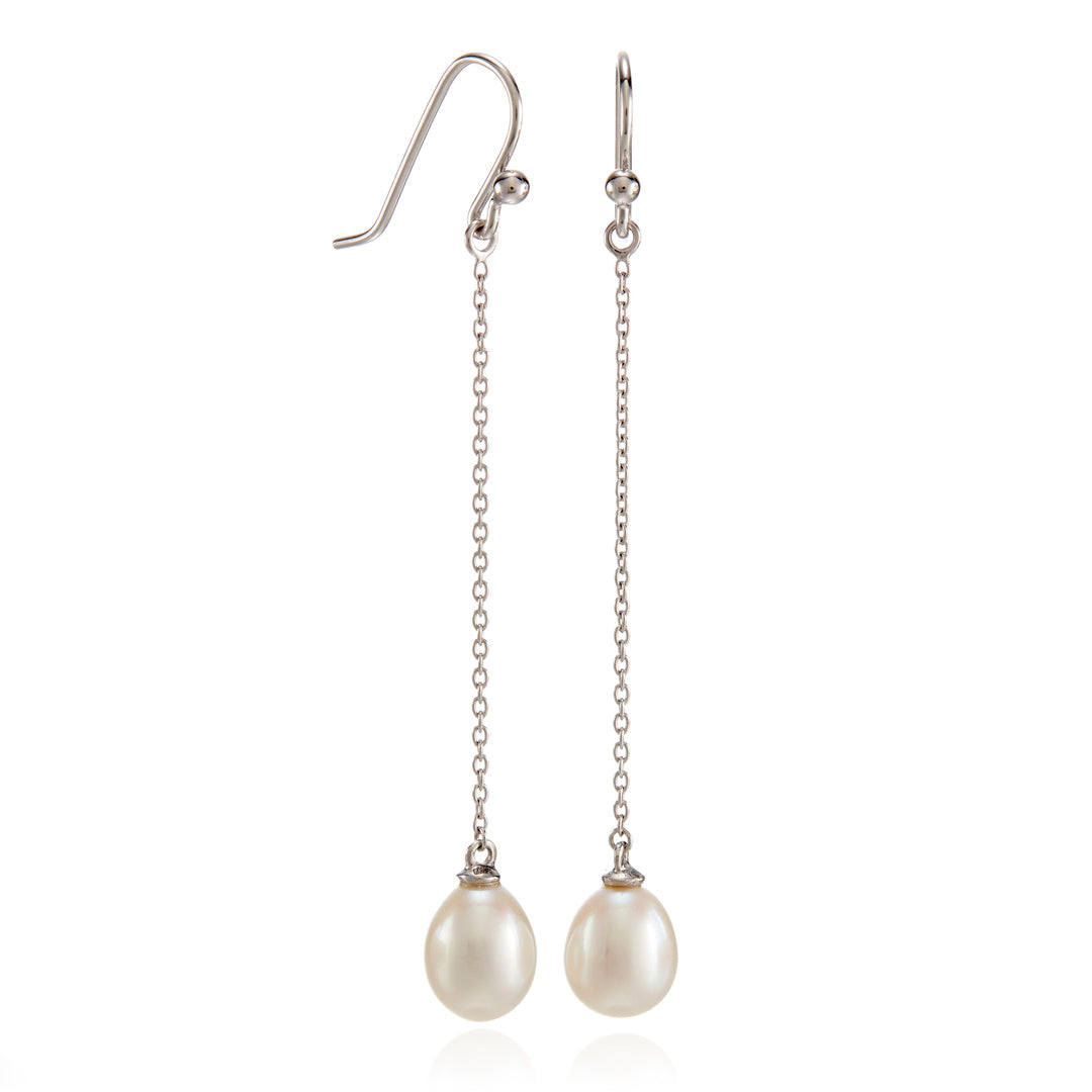 Gump's Signature Silver Chain & Pearl Drop Earrings