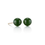 7mm Green Nephrite Jade Bead Earrings