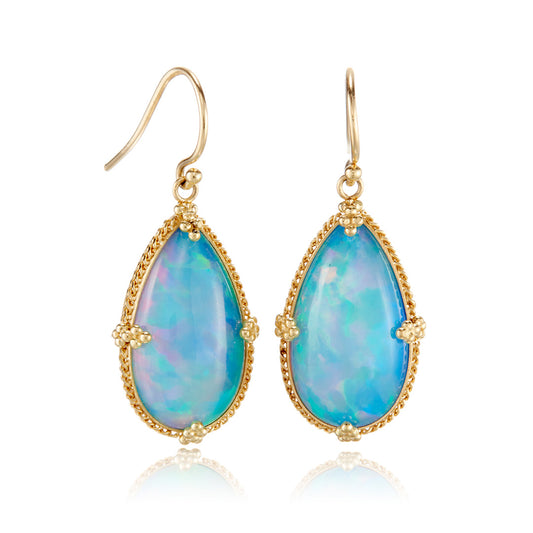 Blue Opal Teardrop Earrings