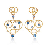 Lace Circular Aquamarine & Diamond Earrings