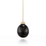 Black Jade & Diamond Lariat Necklace