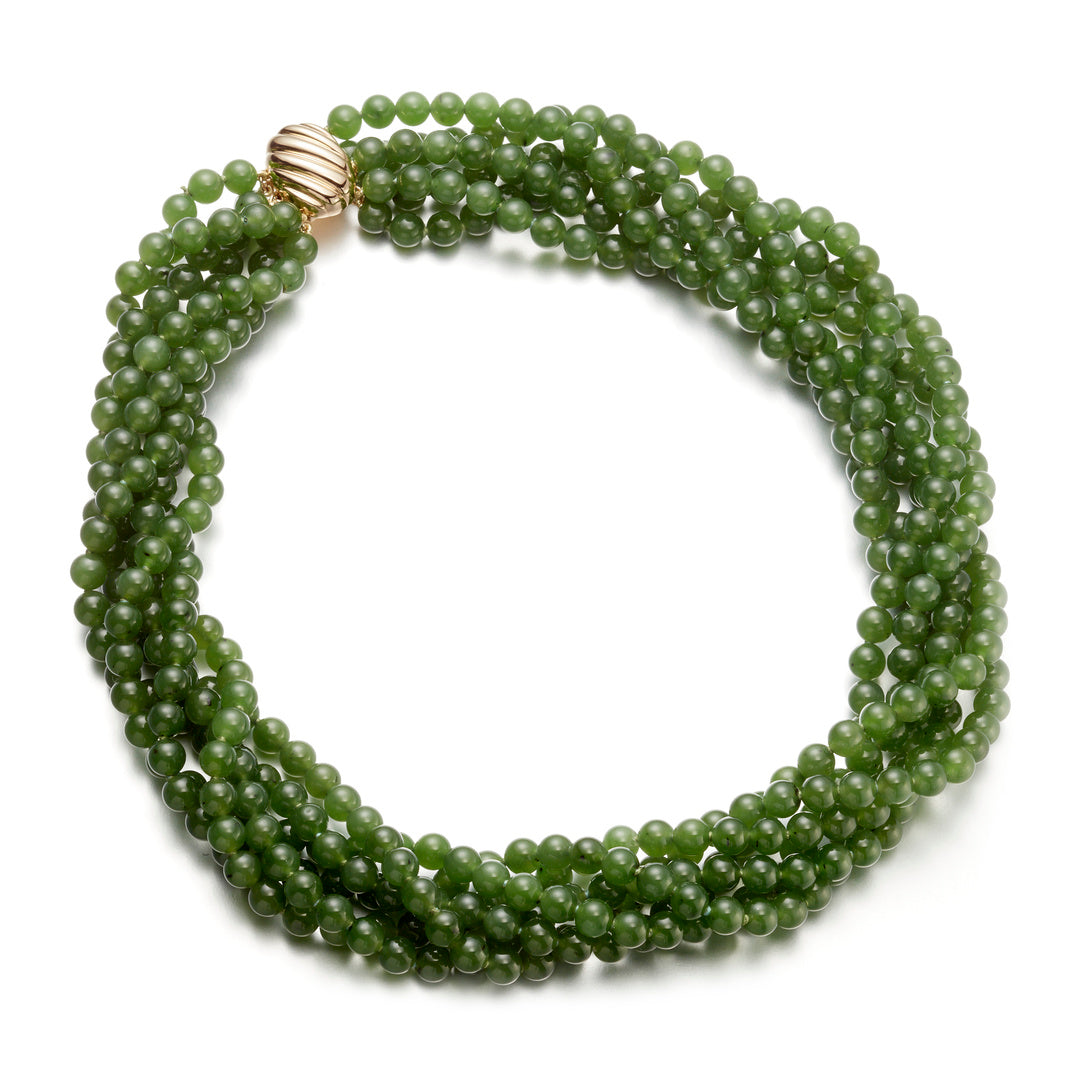 Gump's Signature Green Nephrite Jade 6-Strand Twist Necklace
