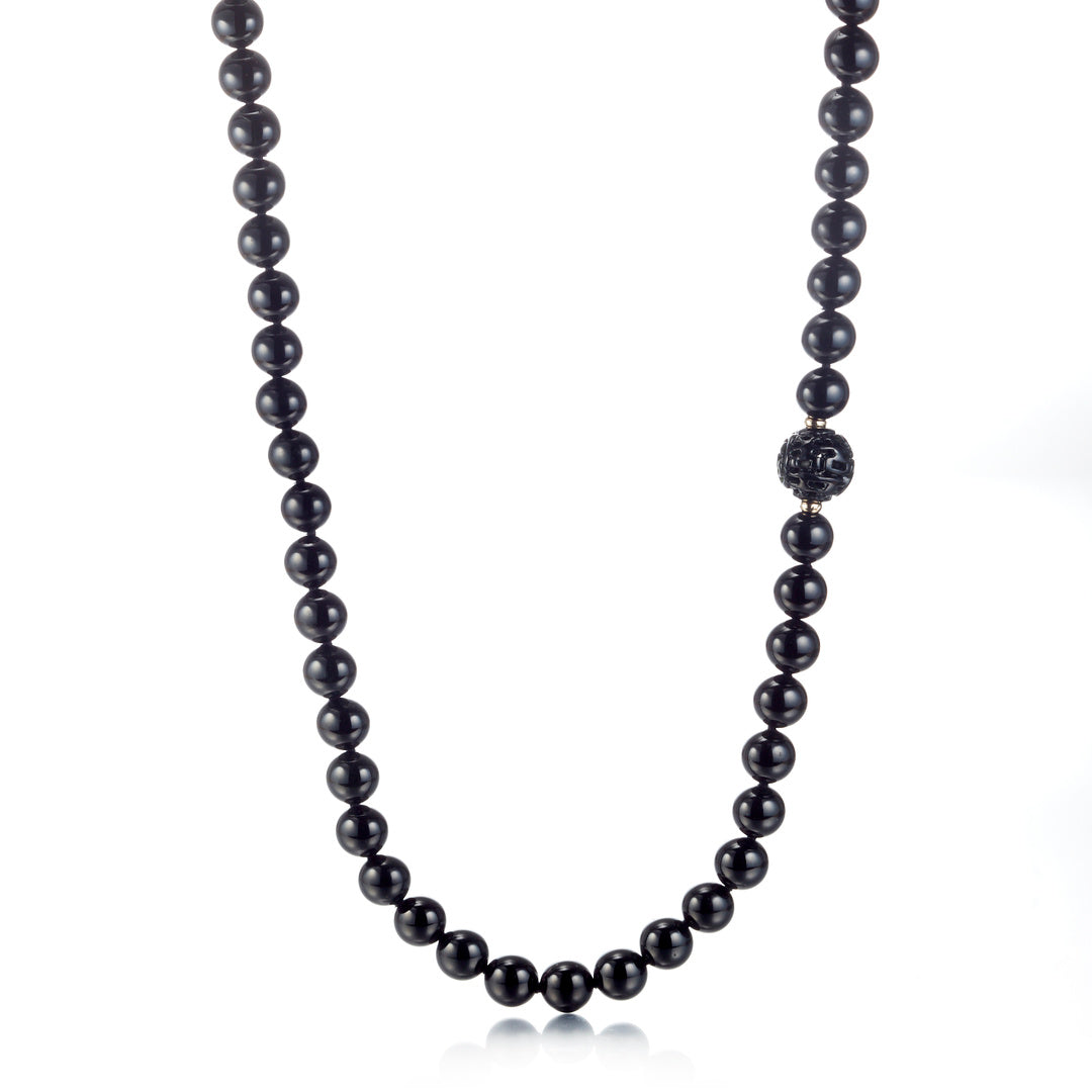 Gump's Signature 10mm Black Jade & Dragon Ball Rope Necklace