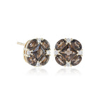 Gump's Signature Quadrille Stud Earrings in Smokey Quartz & Diamonds