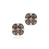 Quadrille Stud Earrings in Smokey Quartz & Diamonds