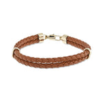 Gump's Signature Men's Double Braided Leather Bracelet, Brown