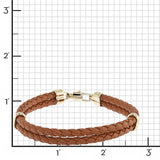Men's Double Braided Leather Bracelet, Brown