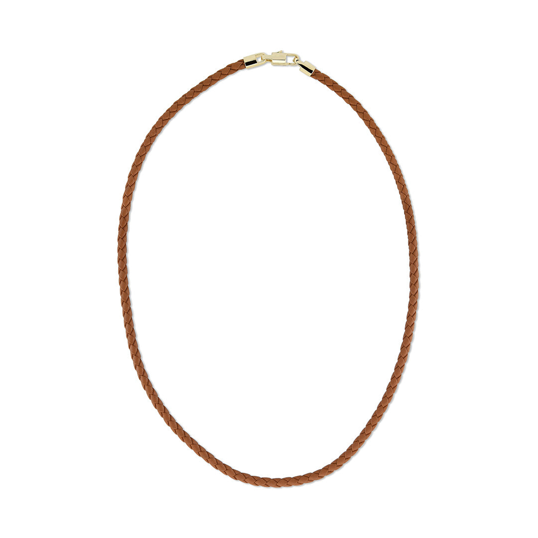Gump's Signature Men's Braided Leather Necklace, Brown