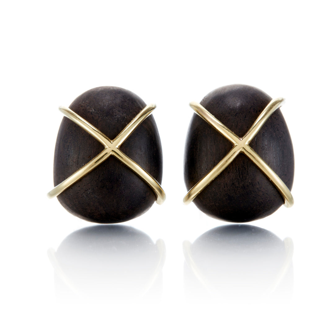 Wood & Gold Earrings