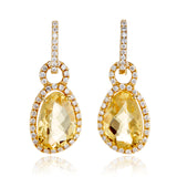 Citrine & Diamond Drop Earrings