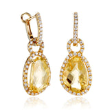 Citrine & Diamond Drop Earrings