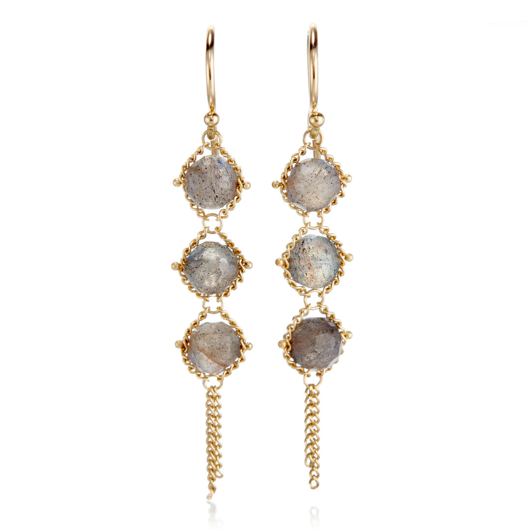 Amáli Labradorite Textile Trio Earrings