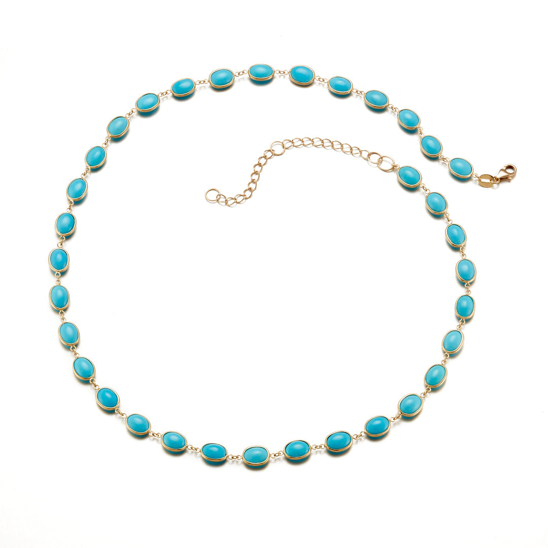 Turquoise Bezel-Set Oval Necklace