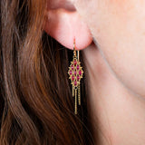 Woven Lattice Ruby Earrings