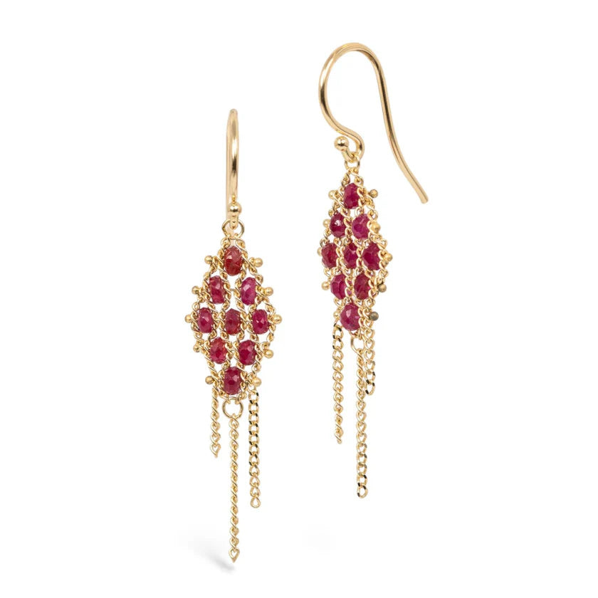 Amáli Woven Lattice Ruby Earrings
