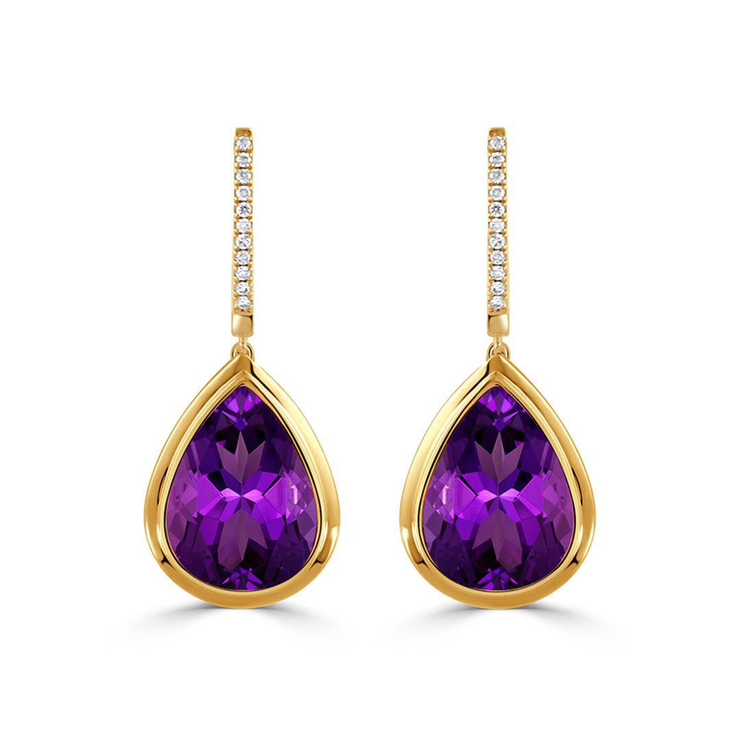 Doves Amethyst & Diamond Viola Teardrop Earrings