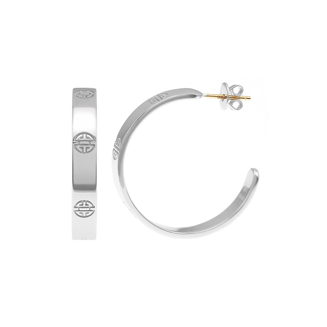 Gump's Signature Silver Shou Flat Hoop Earrings