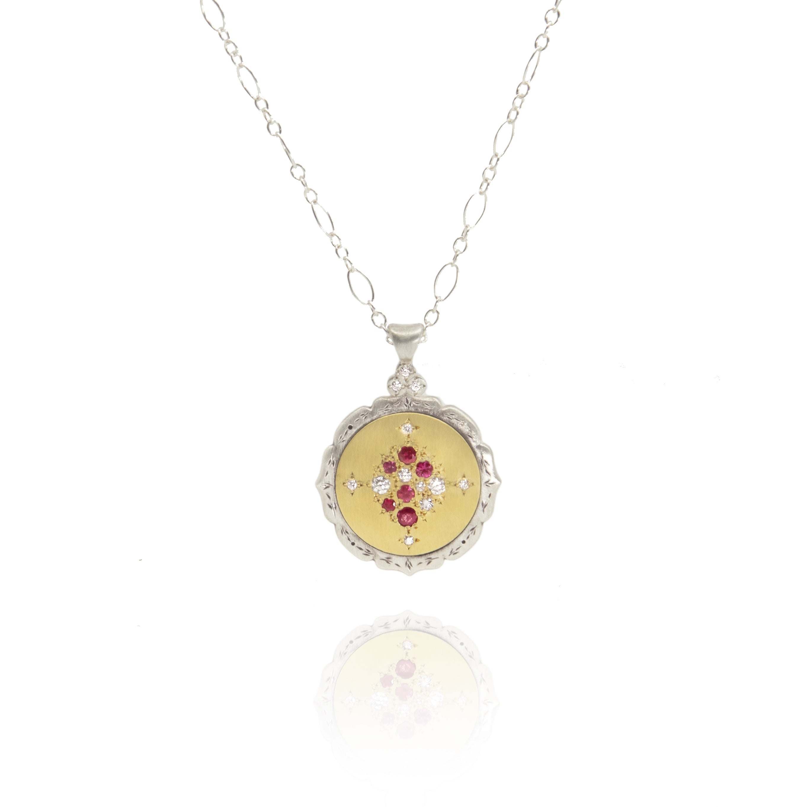 Adel Chefridi Ruby Scallop-Edge Pendant Necklace