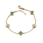 Emerald & Diamond Clover Chain Bracelet