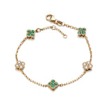 Emerald & Diamond Clover Chain Bracelet