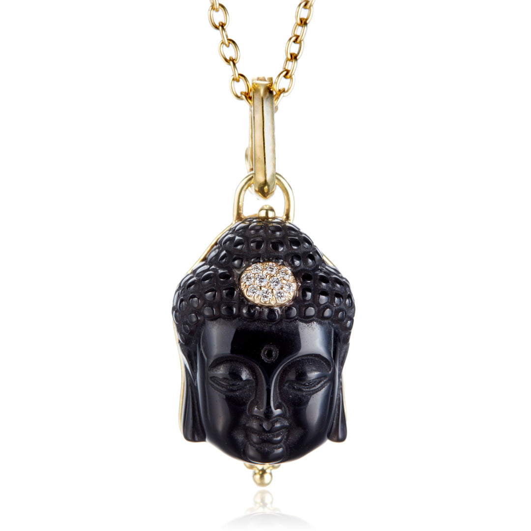 Onyx & Diamond Buddha Pendant