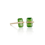 Diamond Bezel-Wrapped Green Jade Earrings