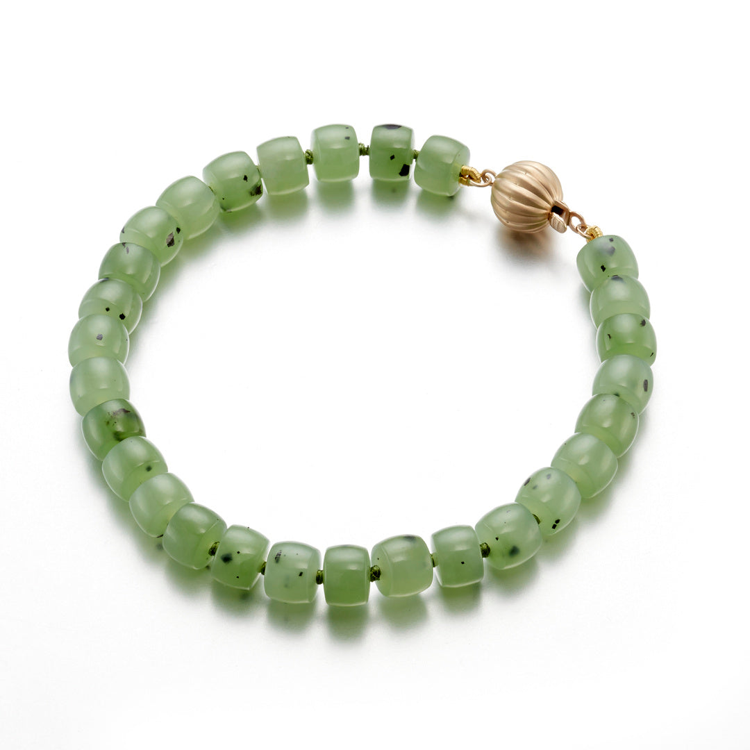 Gump's Signature 5mm Siberian Green Jade Barrel Bead Bracelet