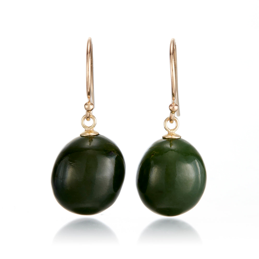 Gump's Signature Green Jade Oval Drop Earrings