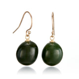 Green Jade Oval Drop Earrings