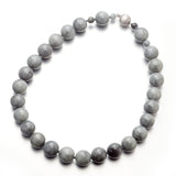 17mm Mottled Gray Jade Bead Necklace