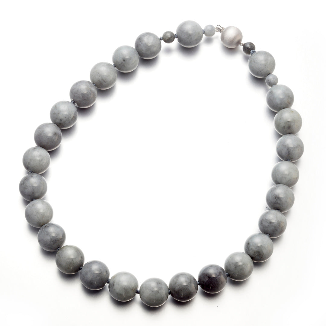 Gump's Signature 17mm Mottled Gray Jade Bead Necklace