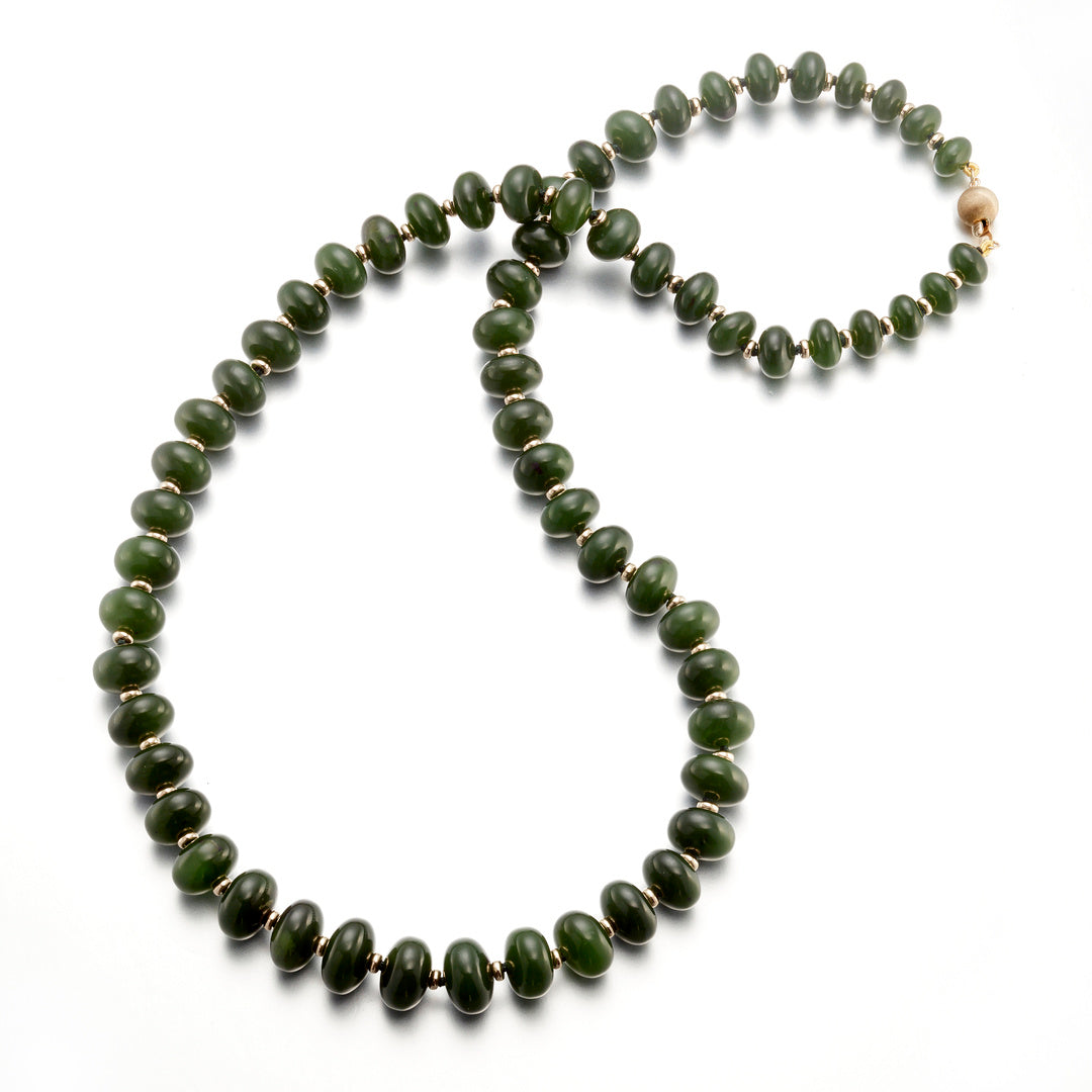 Gump's Signature Siberian Green Jade & Gold Graduated Abacus Necklace