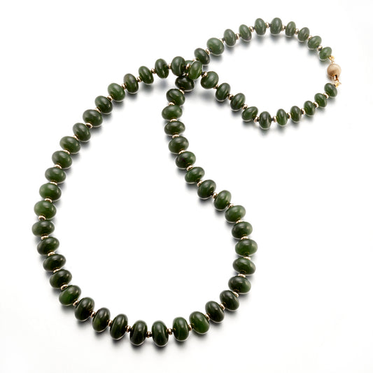 Gump's Signature Siberian Green Jade & Gold Graduated Abacus Necklace