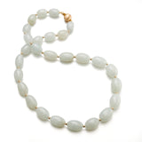 Gump's Signature Graduated Oval Icy Green Jade Bead Necklace