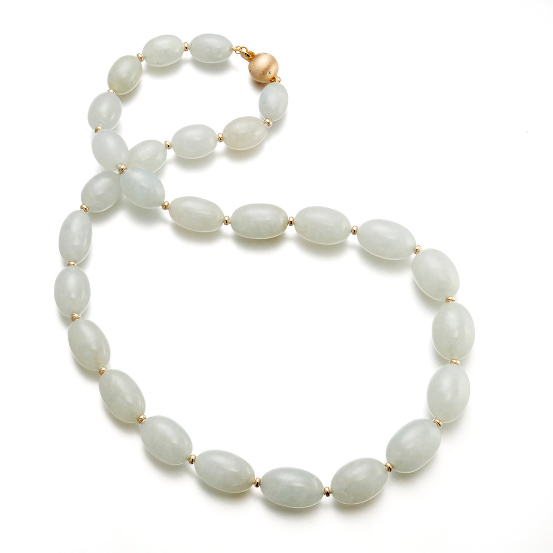 Gump's Signature Graduated Oval Icy Green Jade Bead Necklace