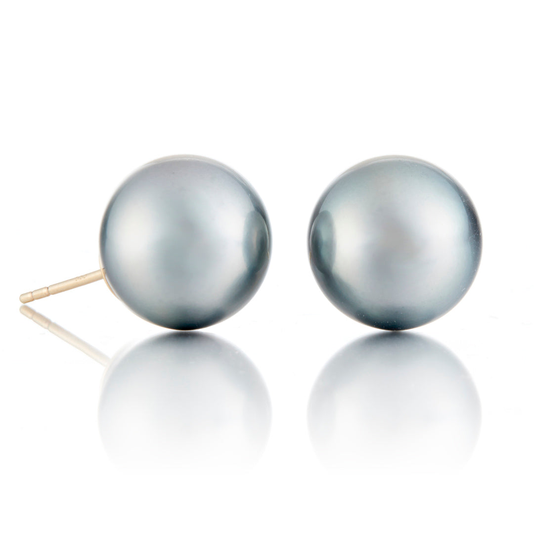 11.7mm Silver Gray Tahitian Pearl Earrings