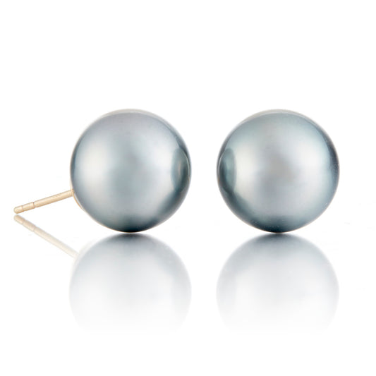 11.7mm Silver Gray Tahitian Pearl Earrings