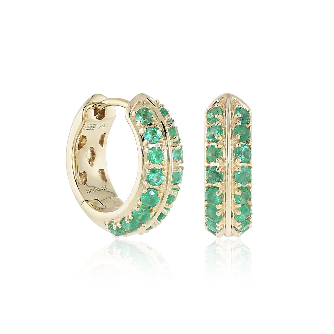 Gump's Signature Emerald Wide Hoop Earrings