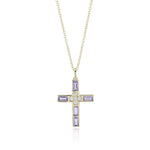 Gump's Signature Cross Pendant Necklace in Amethyst & Diamonds