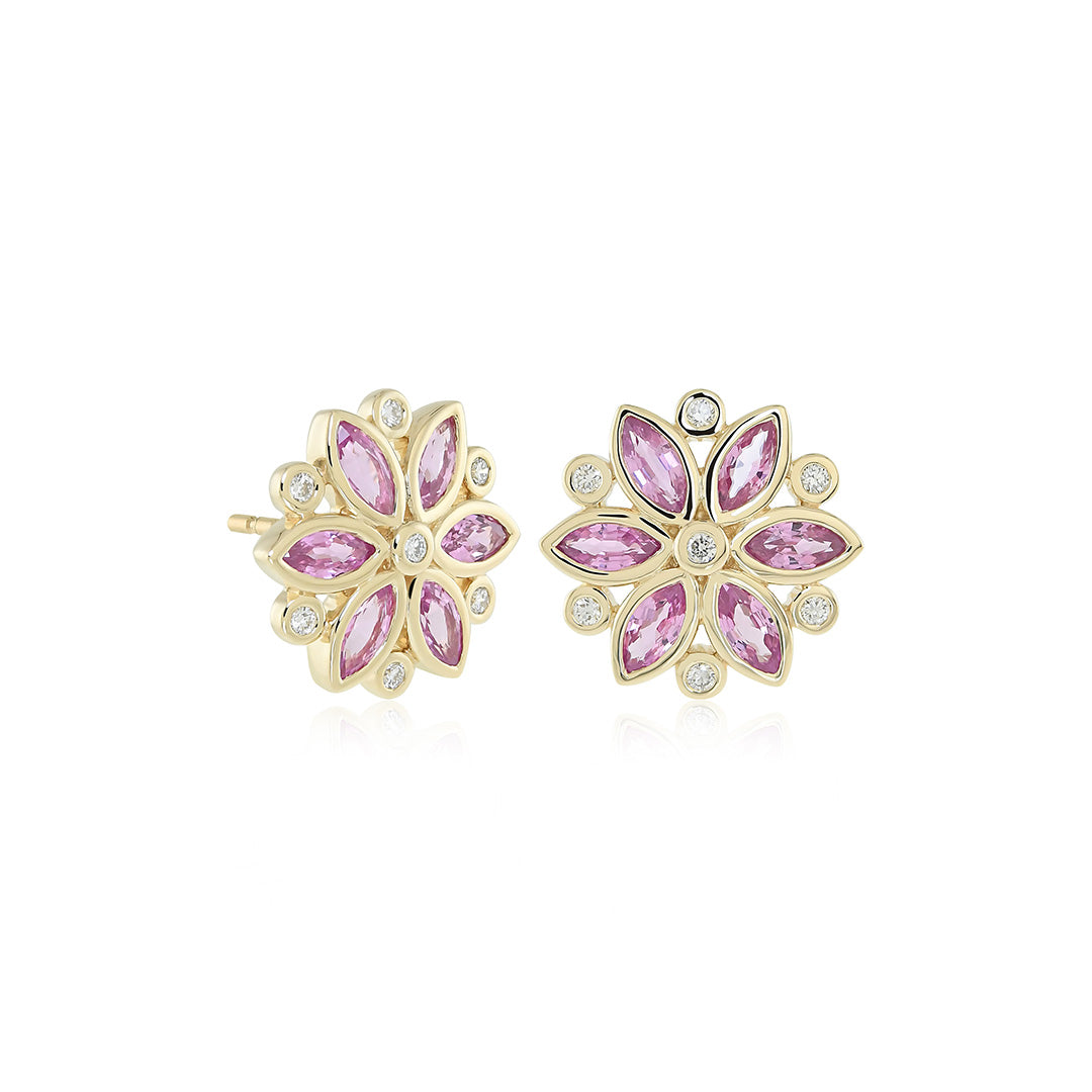 Gump's Signature Floribunda Earrings in Pink Sapphires & Diamonds