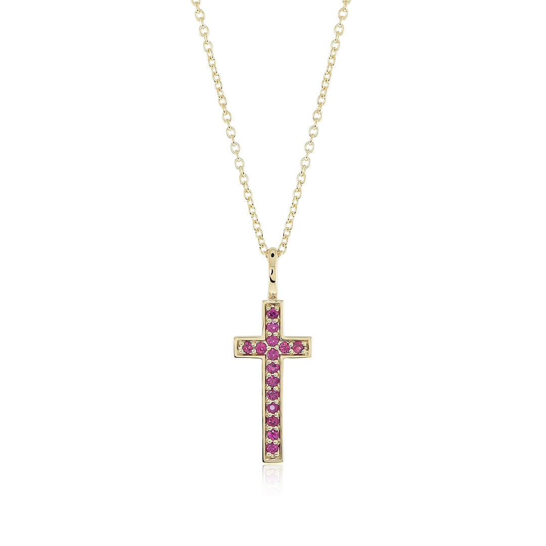 Gump's Signature Cross Pendant Necklace in Rubies