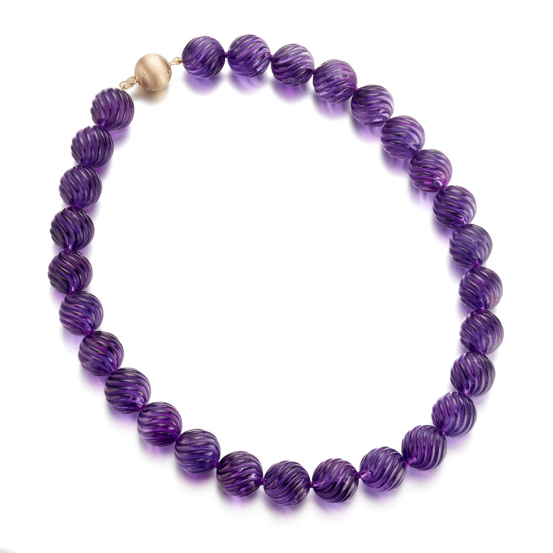 Gump's Signature 14mm Amethyst Carved Bead Necklace