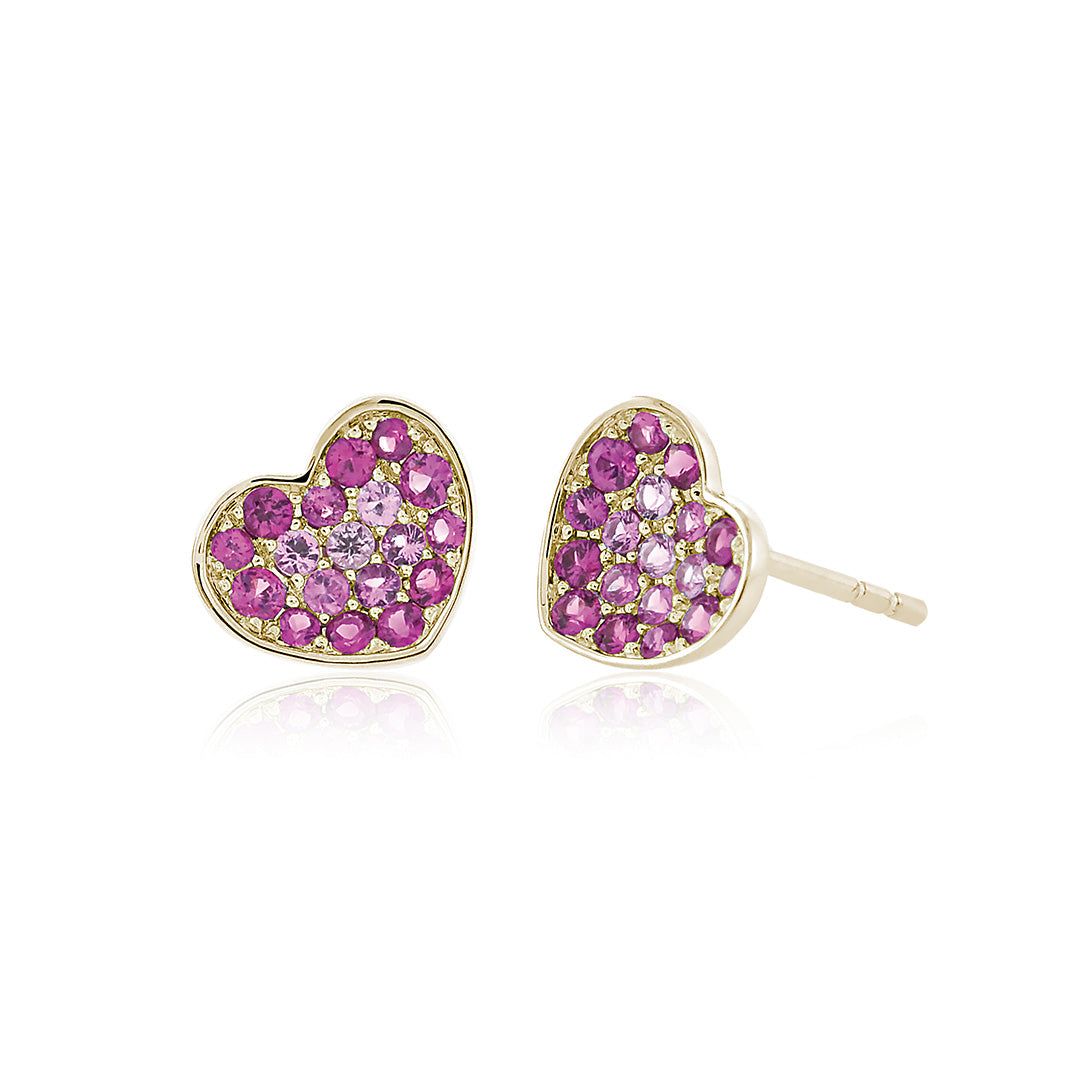 Gump's Signature Heart Earrings in Pink Sapphires