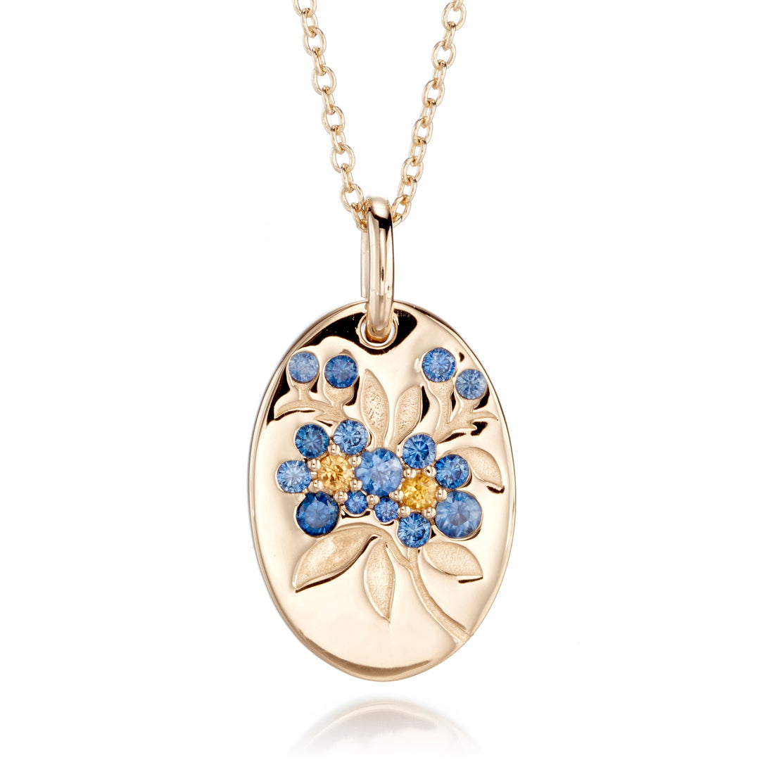 Gump's Signature Forget-Me-Not Pendant Necklace in Blue & Yellow Sapphires