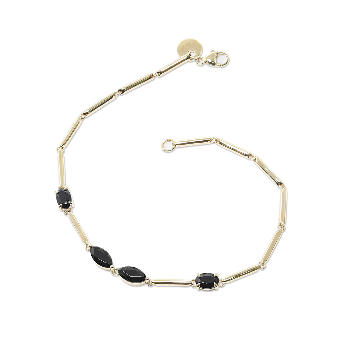 Gump's Signature Faceted Black Jade & Gold Link Bracelet