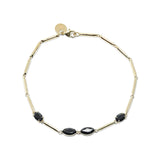 Faceted Black Jade & Gold Link Bracelet