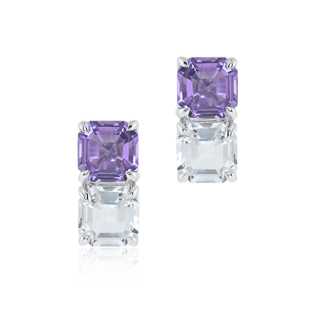 Gump's Signature Mosaic Earrings in Amethyst & White Topaz