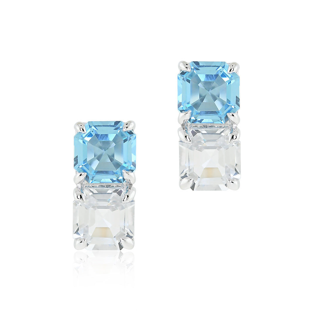 Gump's Signature Mosaic Earrings in Swiss Blue & White Topaz