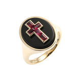 Gump's Signature Cross Ring in Rubies & Black Jade