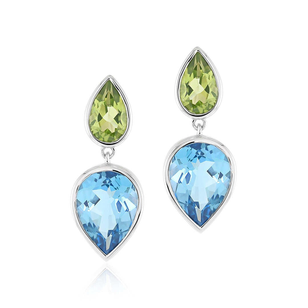 Gump's Signature Sorella Earrings in Peridot & Swiss Blue Topaz